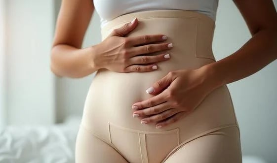 Patient wearing a compression garment during body contouring recovery in Palm Beach